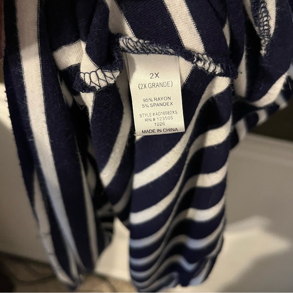 Blue & White Striped Swing Short Sleeve Dress, Strappy Top, Size 2X, Very Soft - Picture 5 of 7